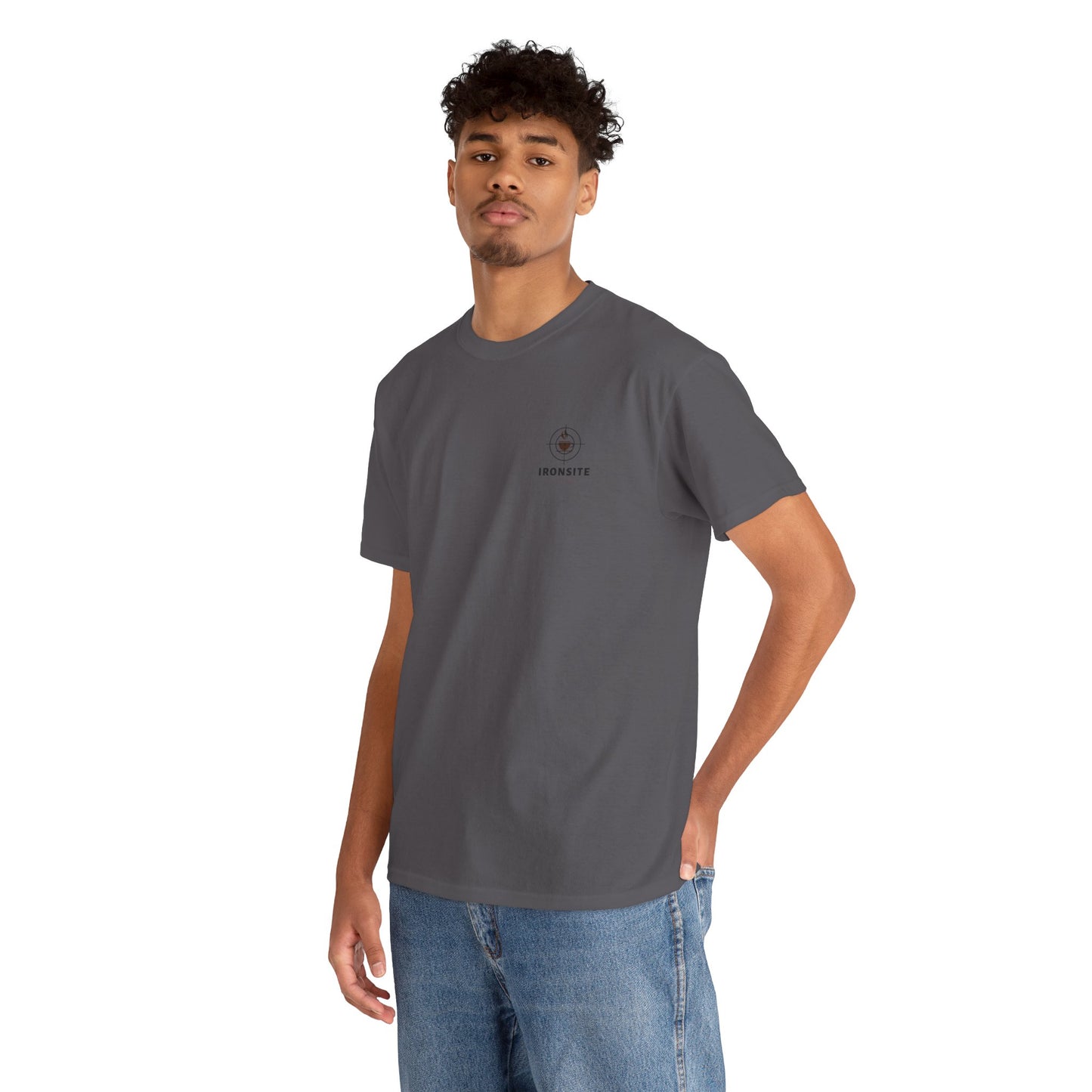 Unisex Heavy Cotton Tee with Ironsite Coffee Design | Casual Comfort, Gift for Coffee Lovers, Everyday Style, Perfect for Any Occasion