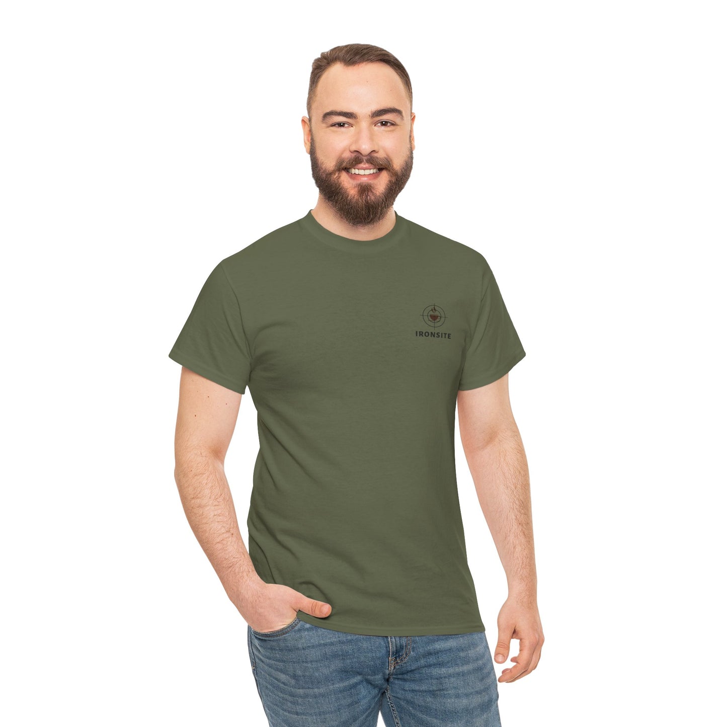 Unisex Heavy Cotton Tee with Ironsite Coffee Design | Casual Comfort, Gift for Coffee Lovers, Everyday Style, Perfect for Any Occasion