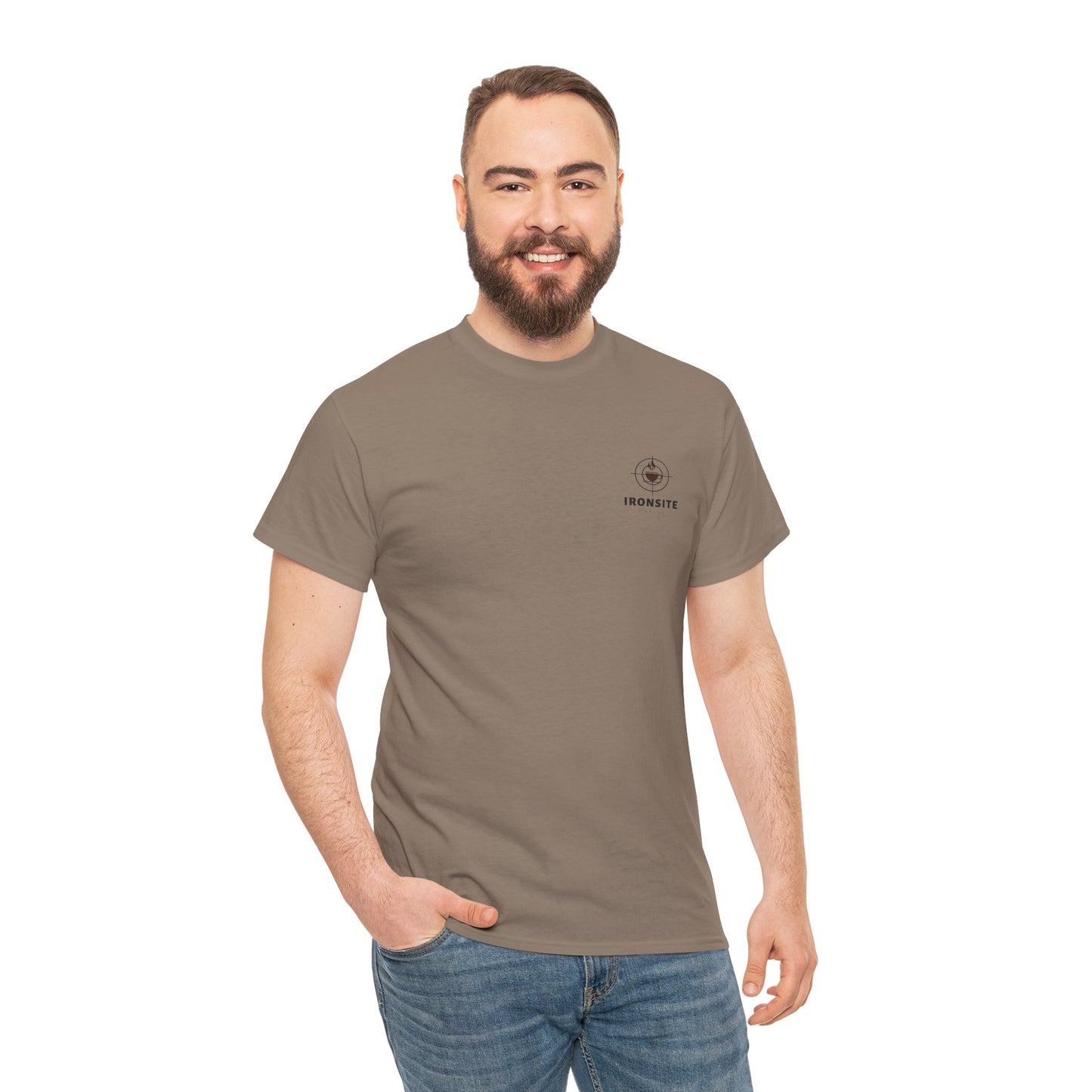 Unisex Heavy Cotton Tee with Ironsite Coffee Design | Casual Comfort, Gift for Coffee Lovers, Everyday Style, Perfect for Any Occasion