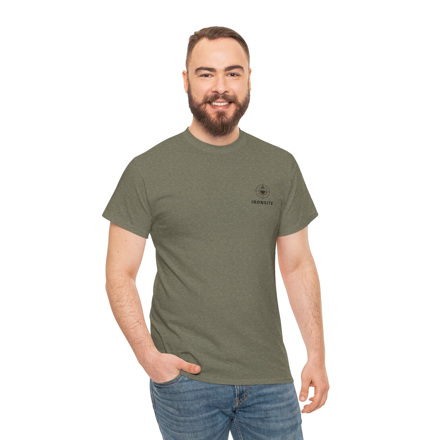 Unisex Heavy Cotton Tee with Ironsite Coffee Design | Casual Comfort, Gift for Coffee Lovers, Everyday Style, Perfect for Any Occasion