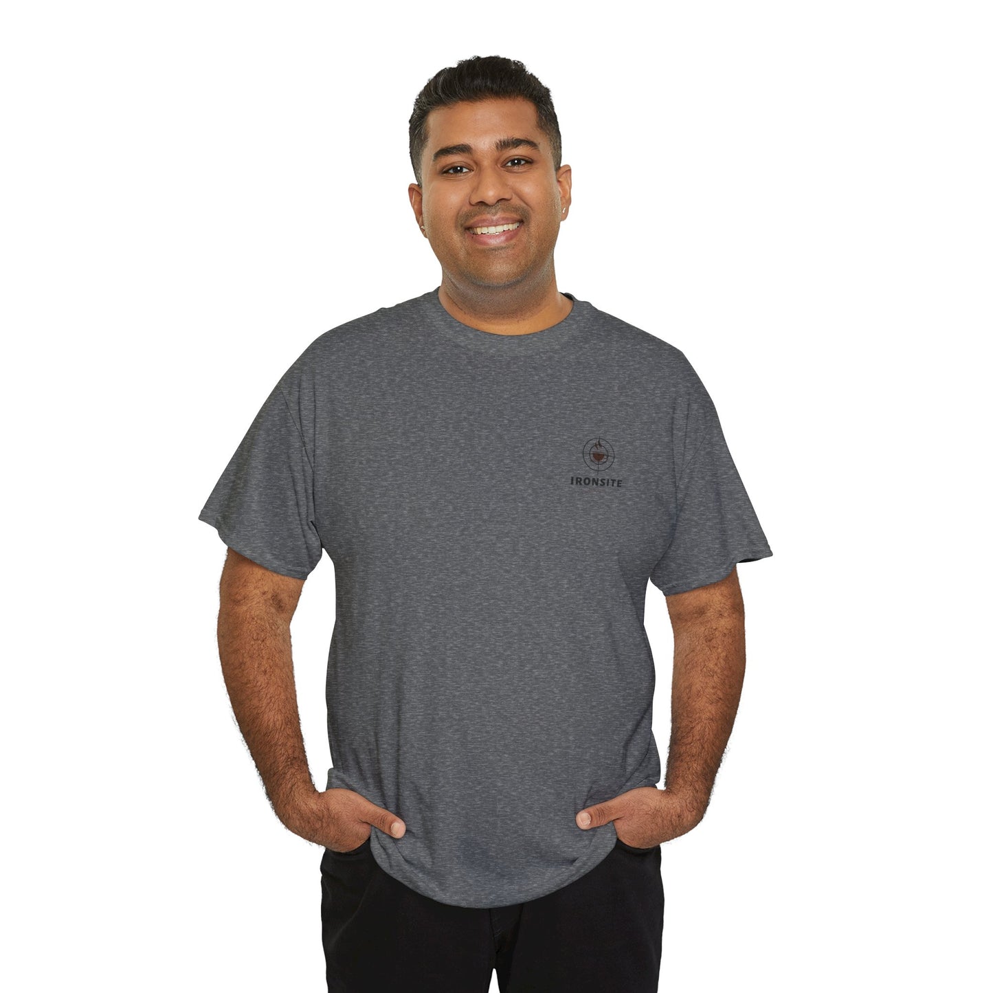 Unisex Heavy Cotton Tee with Ironsite Coffee Design | Casual Comfort, Gift for Coffee Lovers, Everyday Style, Perfect for Any Occasion