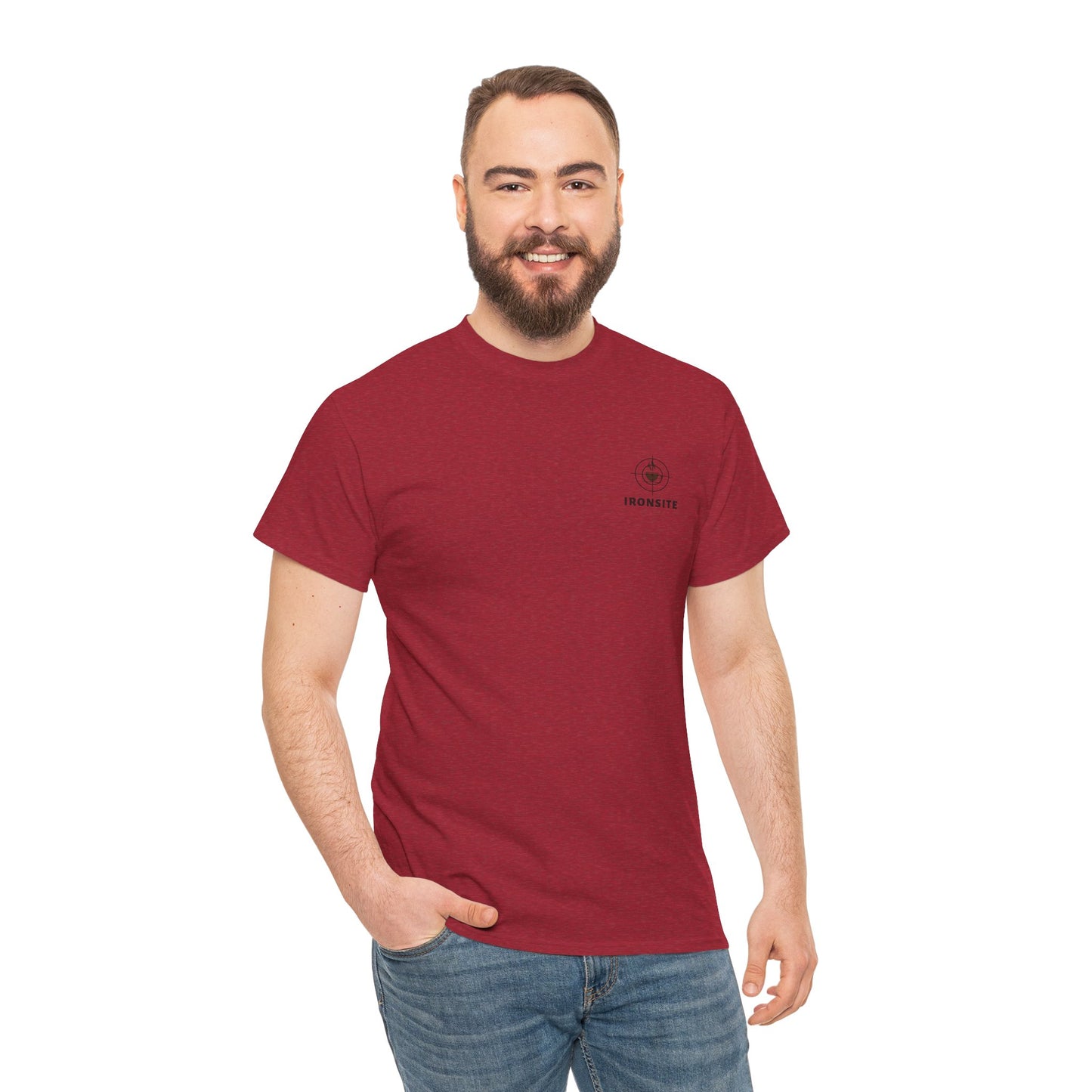 Unisex Heavy Cotton Tee with Ironsite Coffee Design | Casual Comfort, Gift for Coffee Lovers, Everyday Style, Perfect for Any Occasion