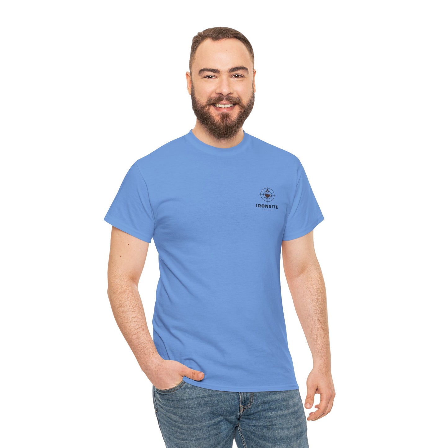 Unisex Heavy Cotton Tee with Ironsite Coffee Design | Casual Comfort, Gift for Coffee Lovers, Everyday Style, Perfect for Any Occasion