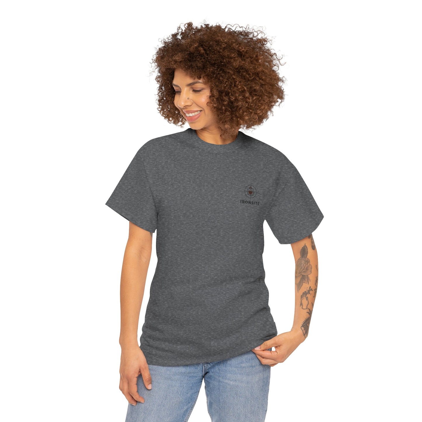 Unisex Heavy Cotton Tee with Ironsite Coffee Design | Casual Comfort, Gift for Coffee Lovers, Everyday Style, Perfect for Any Occasion