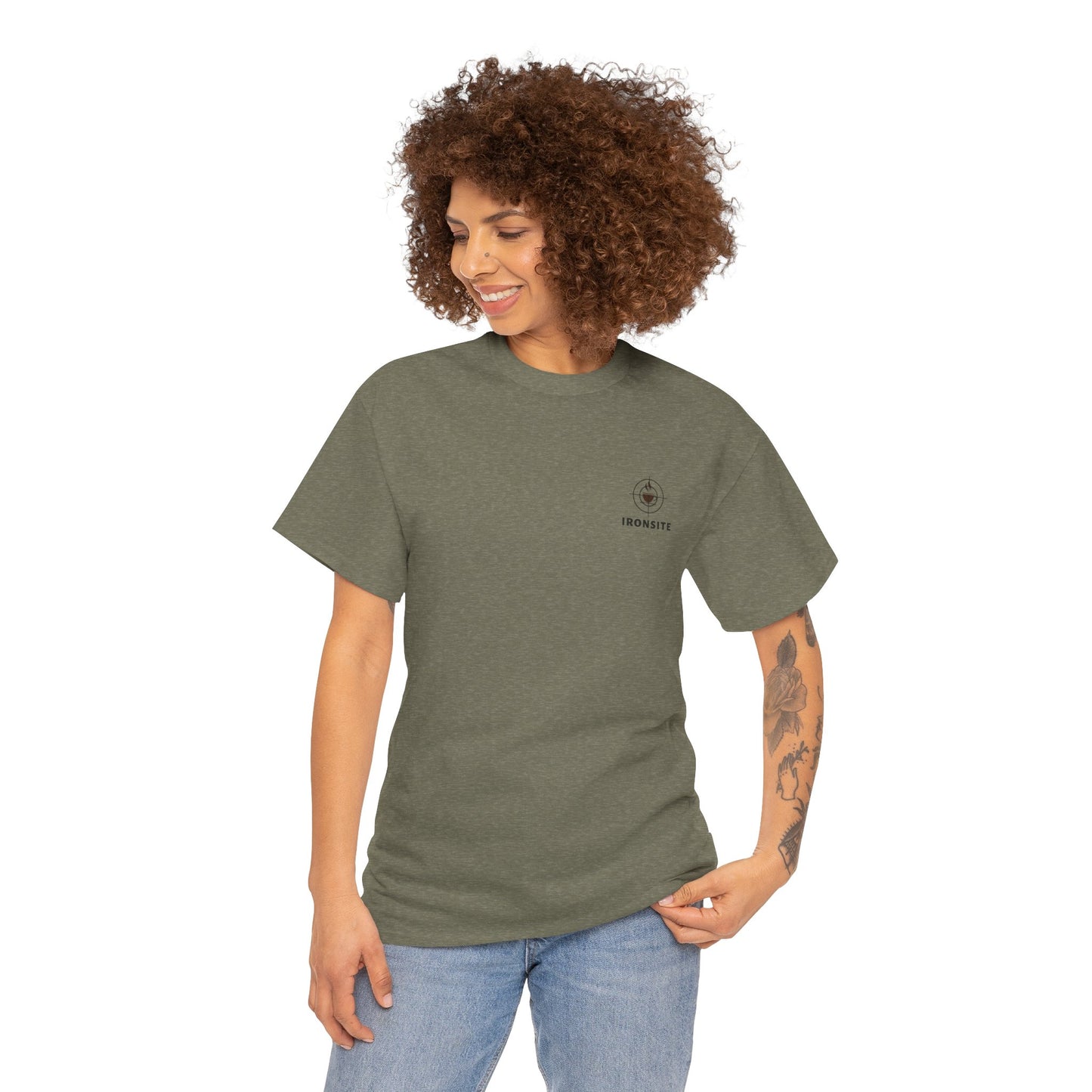 Unisex Heavy Cotton Tee with Ironsite Coffee Design | Casual Comfort, Gift for Coffee Lovers, Everyday Style, Perfect for Any Occasion