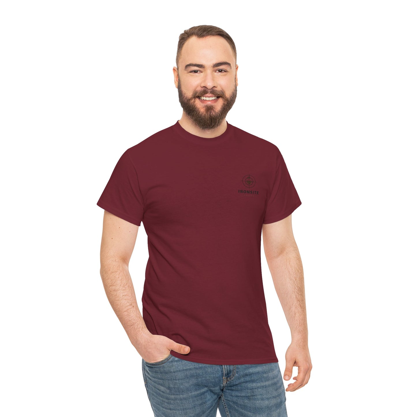 Unisex Heavy Cotton Tee with Ironsite Coffee Design | Casual Comfort, Gift for Coffee Lovers, Everyday Style, Perfect for Any Occasion