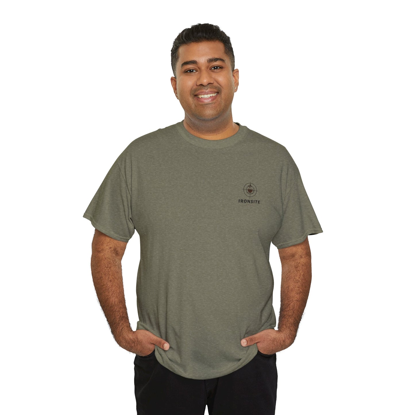 Unisex Heavy Cotton Tee with Ironsite Coffee Design | Casual Comfort, Gift for Coffee Lovers, Everyday Style, Perfect for Any Occasion
