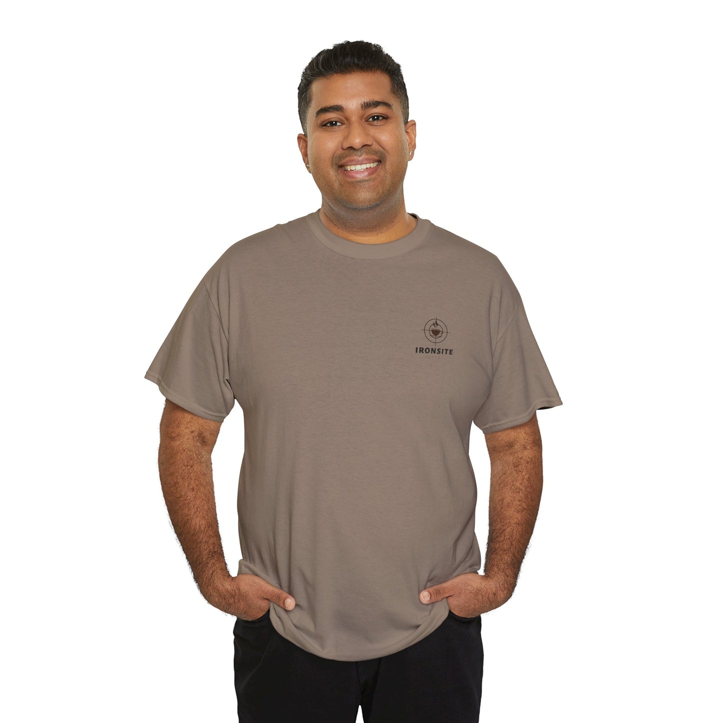 Unisex Heavy Cotton Tee with Ironsite Coffee Design | Casual Comfort, Gift for Coffee Lovers, Everyday Style, Perfect for Any Occasion
