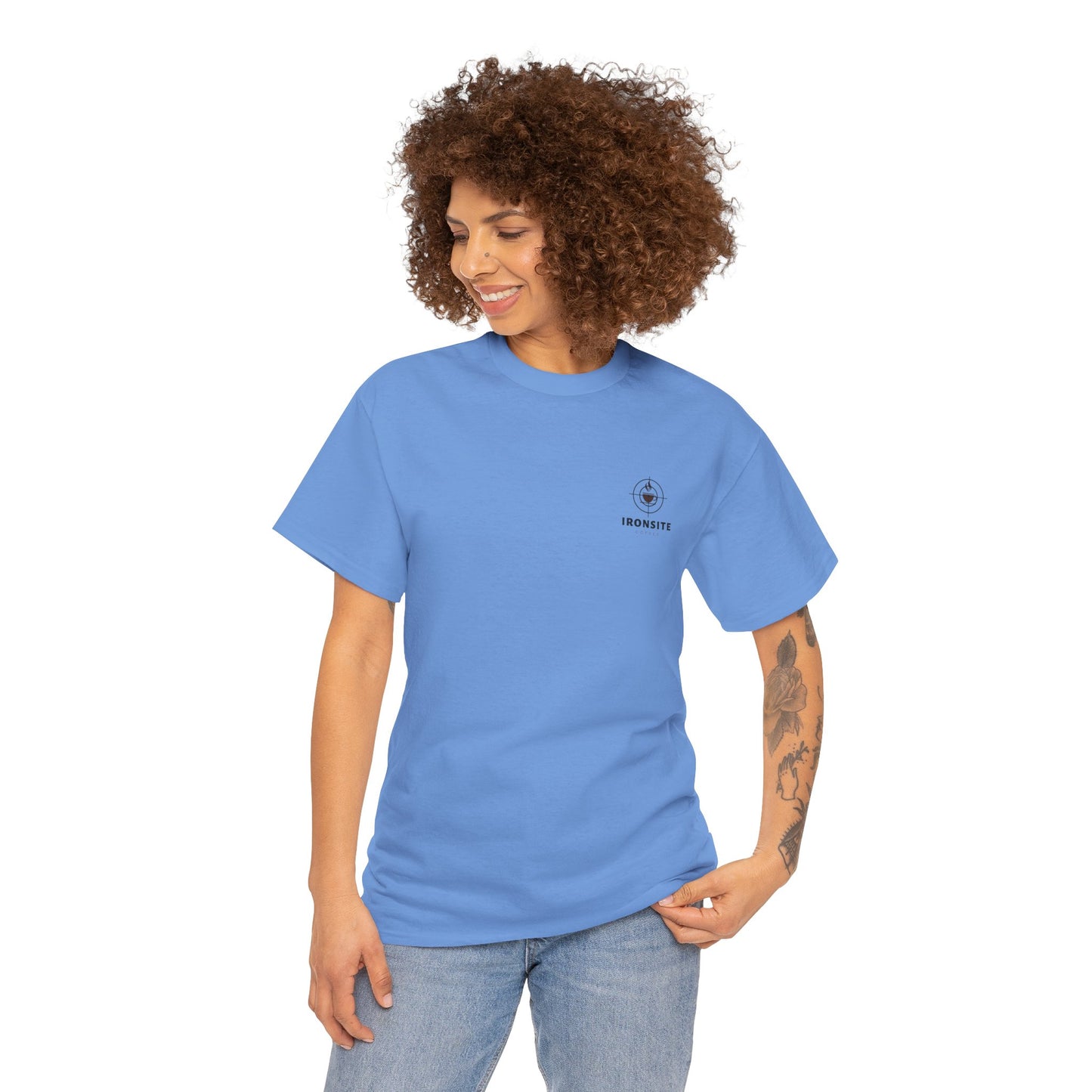 Unisex Heavy Cotton Tee with Ironsite Coffee Design | Casual Comfort, Gift for Coffee Lovers, Everyday Style, Perfect for Any Occasion