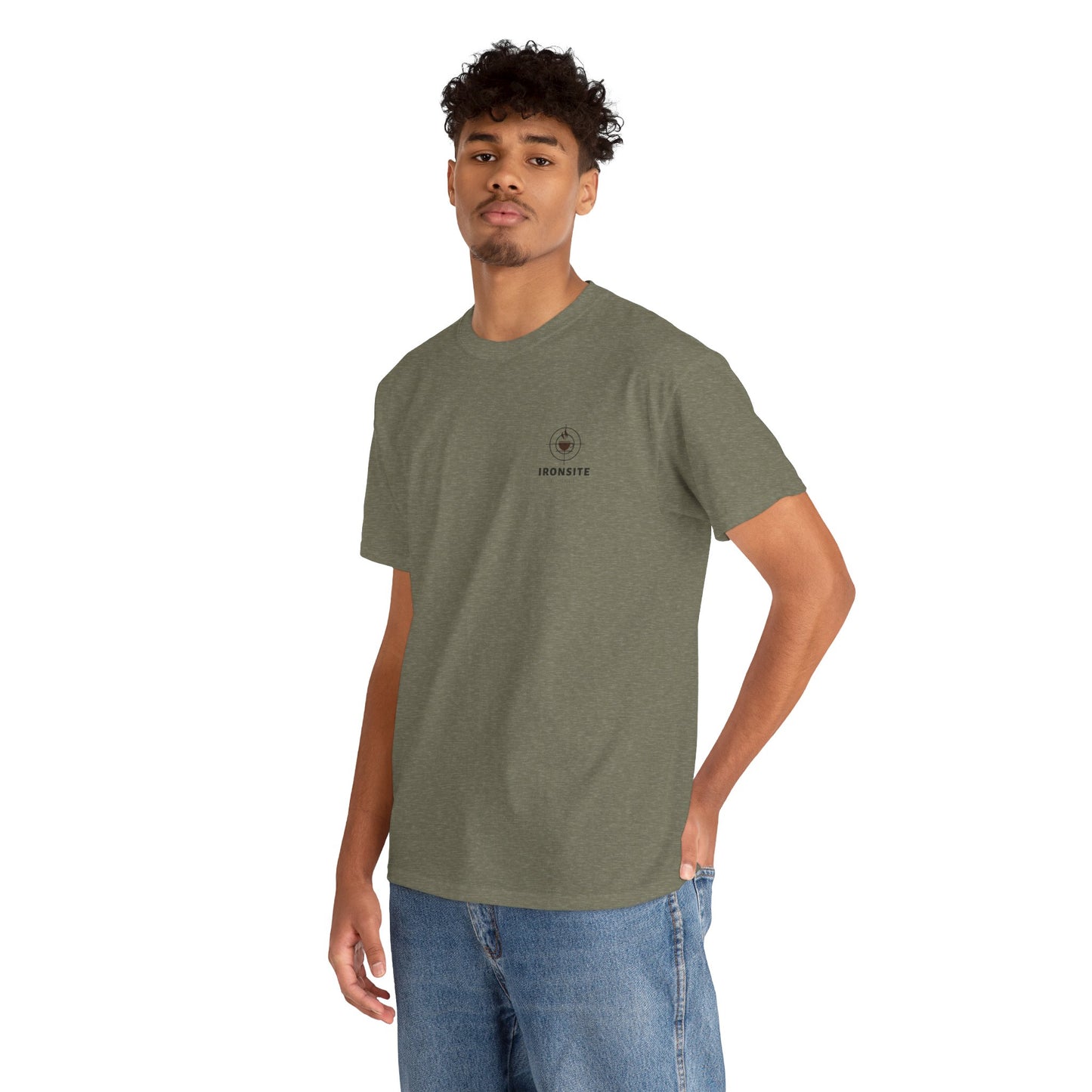 Unisex Heavy Cotton Tee with Ironsite Coffee Design | Casual Comfort, Gift for Coffee Lovers, Everyday Style, Perfect for Any Occasion