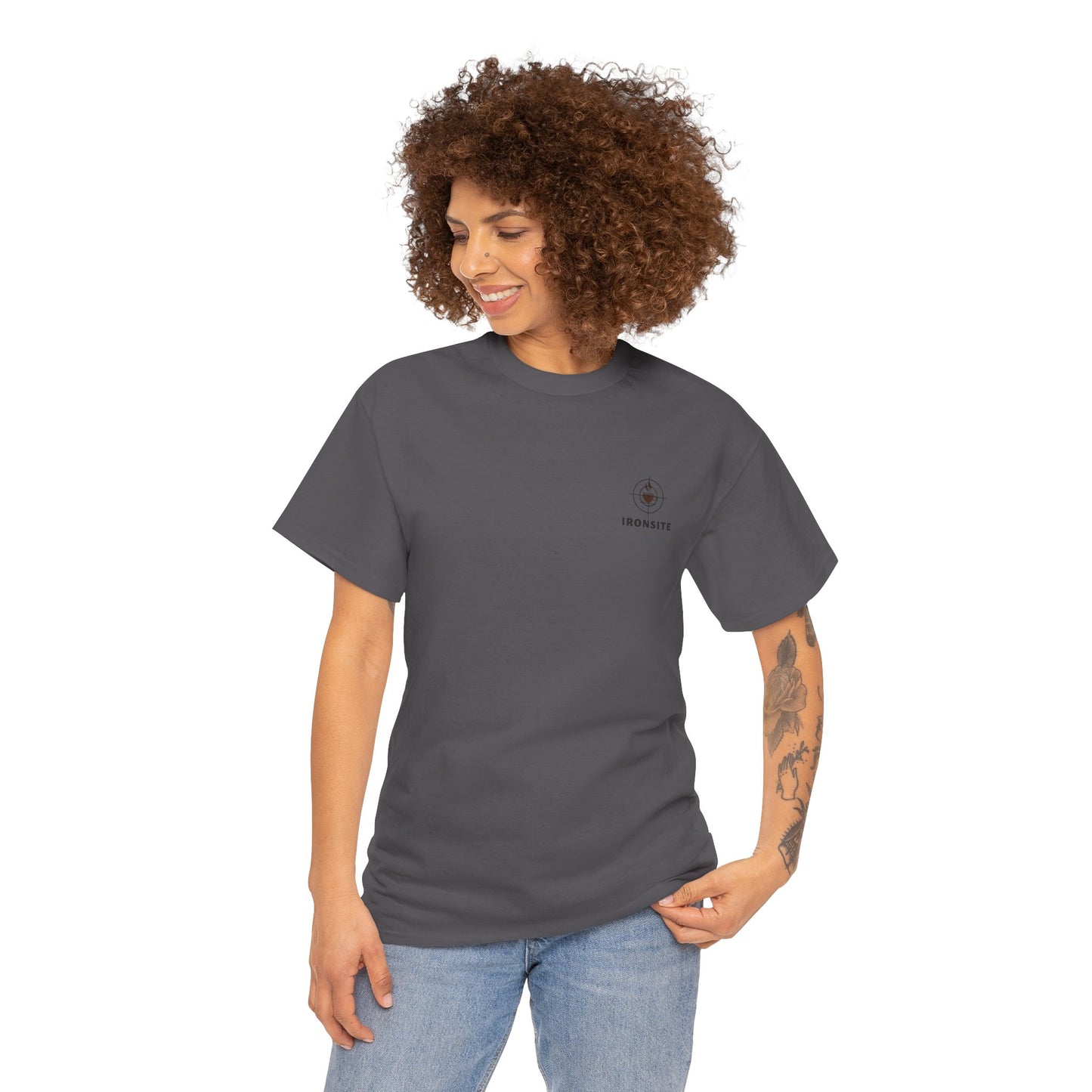 Unisex Heavy Cotton Tee with Ironsite Coffee Design | Casual Comfort, Gift for Coffee Lovers, Everyday Style, Perfect for Any Occasion