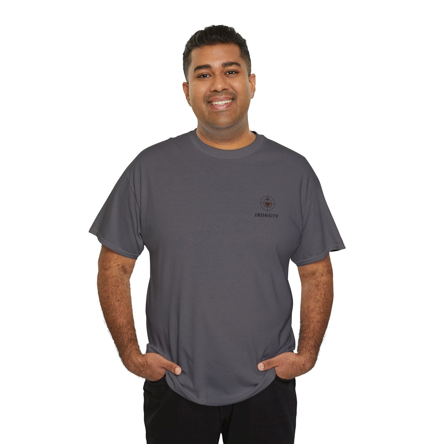 Unisex Heavy Cotton Tee with Ironsite Coffee Design | Casual Comfort, Gift for Coffee Lovers, Everyday Style, Perfect for Any Occasion