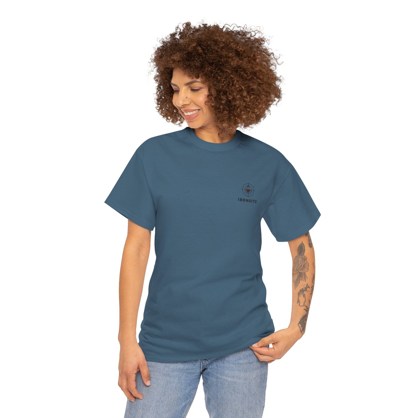 Unisex Heavy Cotton Tee with Ironsite Coffee Design | Casual Comfort, Gift for Coffee Lovers, Everyday Style, Perfect for Any Occasion