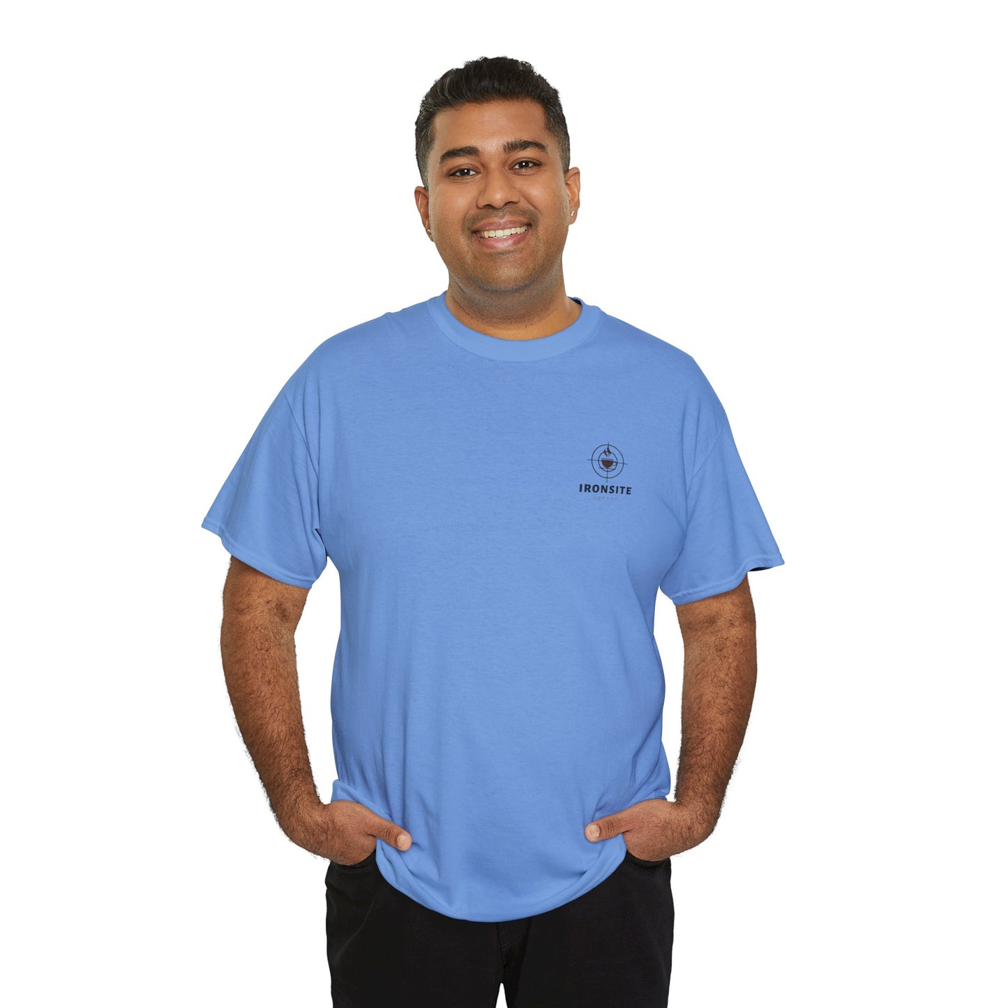 Unisex Heavy Cotton Tee with Ironsite Coffee Design | Casual Comfort, Gift for Coffee Lovers, Everyday Style, Perfect for Any Occasion